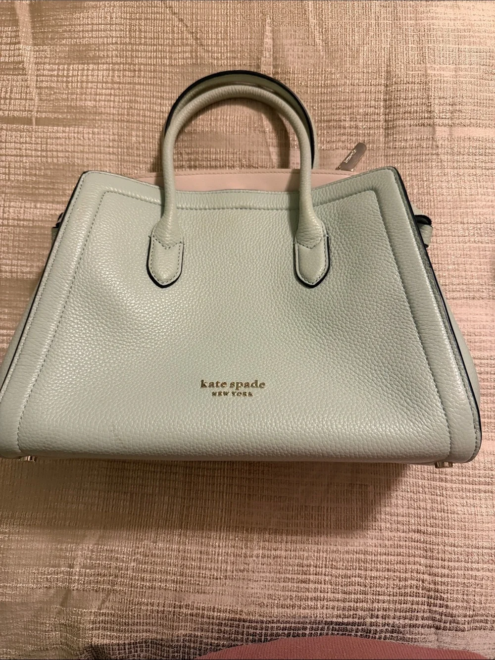 kate spade mint green pebbled leather satchel